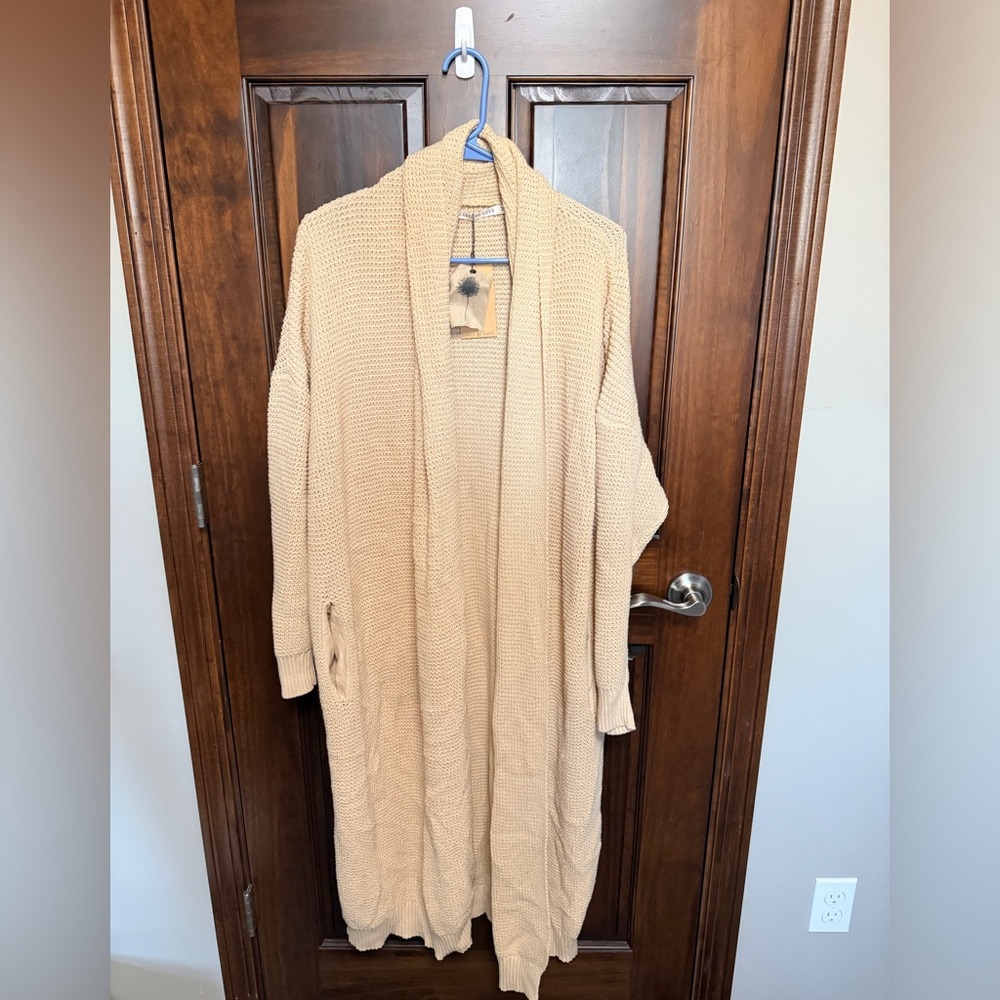 NWT- Cozy Cream Knit Duster (tagged medium but oversized)
